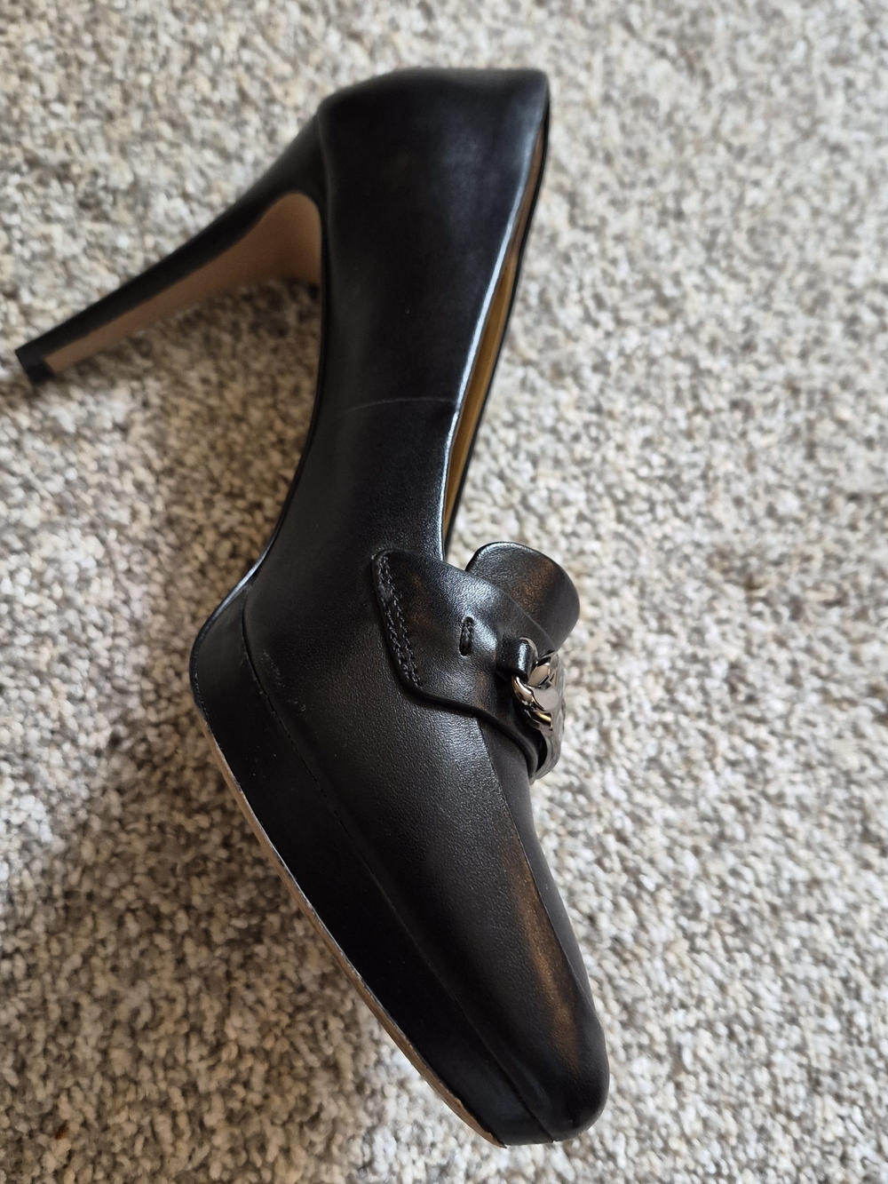 COACH Black Leather Loafer with Silver Plaque 7.5B - Picture 5 of 9